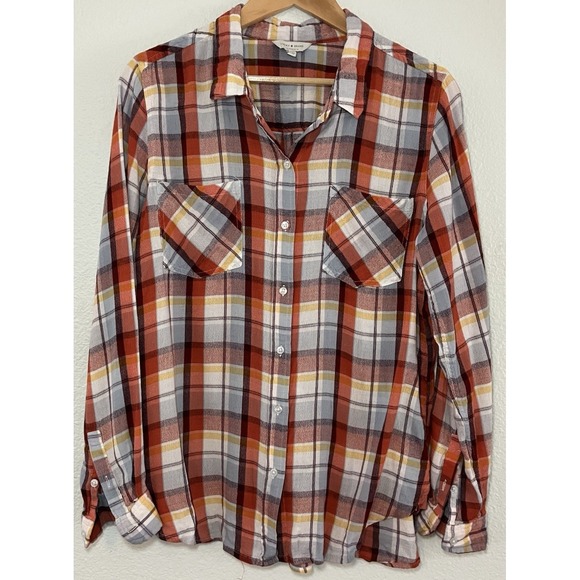 Lucky Brand Plaid Shirt Long Sleeve Button Up L - Picture 1 of 6